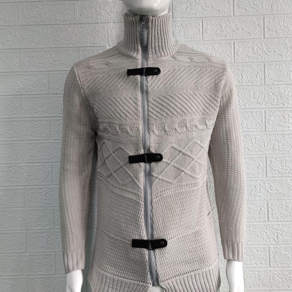 2025 Autumn/Winter Men's Thick High-Neck Leather Buckle Knitted Sweater