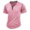 Top da uomo Henley Henley Maniche corte Cotone Girocollo Color block Traspirante T-shirt quotidiane Estate Vacanze primaverili Abbigliamento casual da uomo