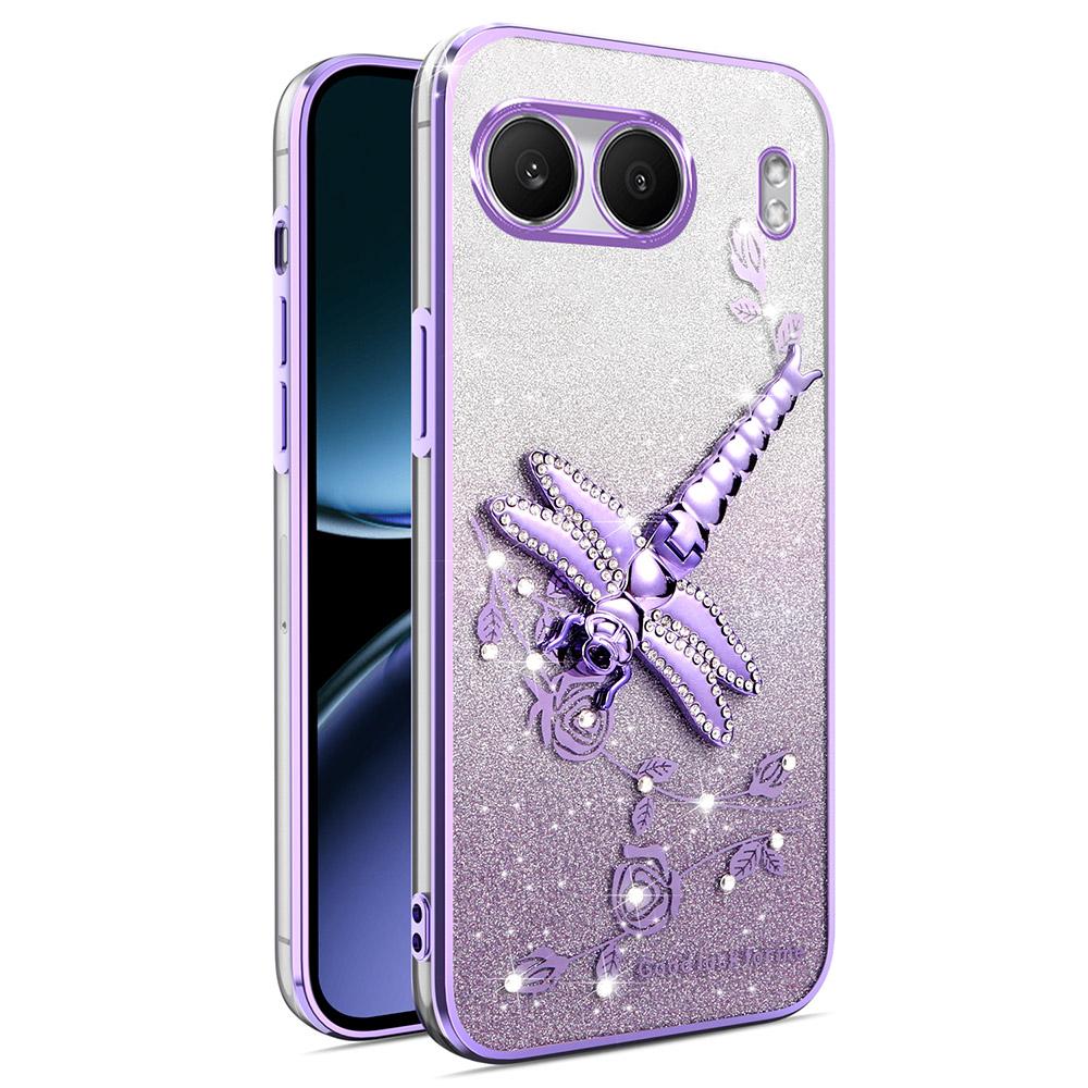 KADEM Чехол для OnePlus Nord 4 Подставка-стрекоза ТПУ Цветы Блестящая накладка для телефона B