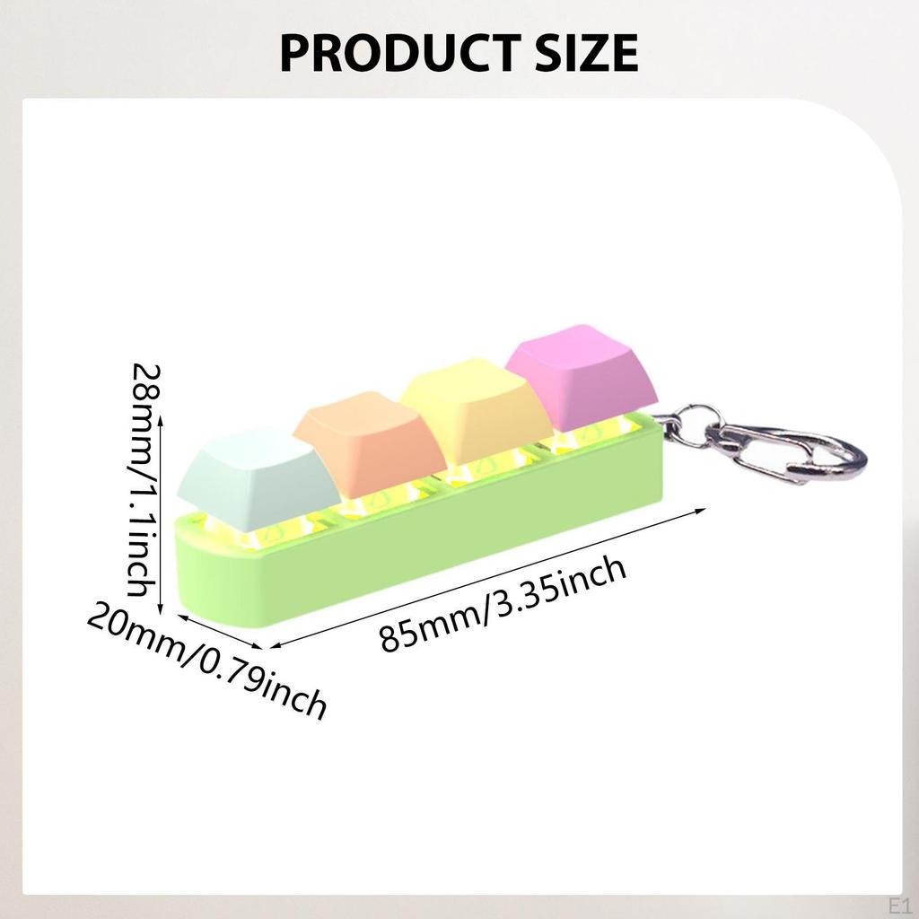 4 Button Fidget Keyboard Keychain, Carabiner Keychain Clip, Portable Toy for Children