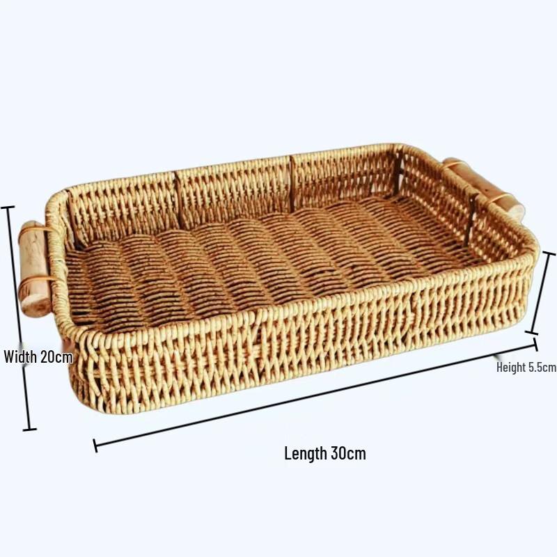 Jingbaodi Imitation Rattan Bread & Fruit Basket with Wooden Handle