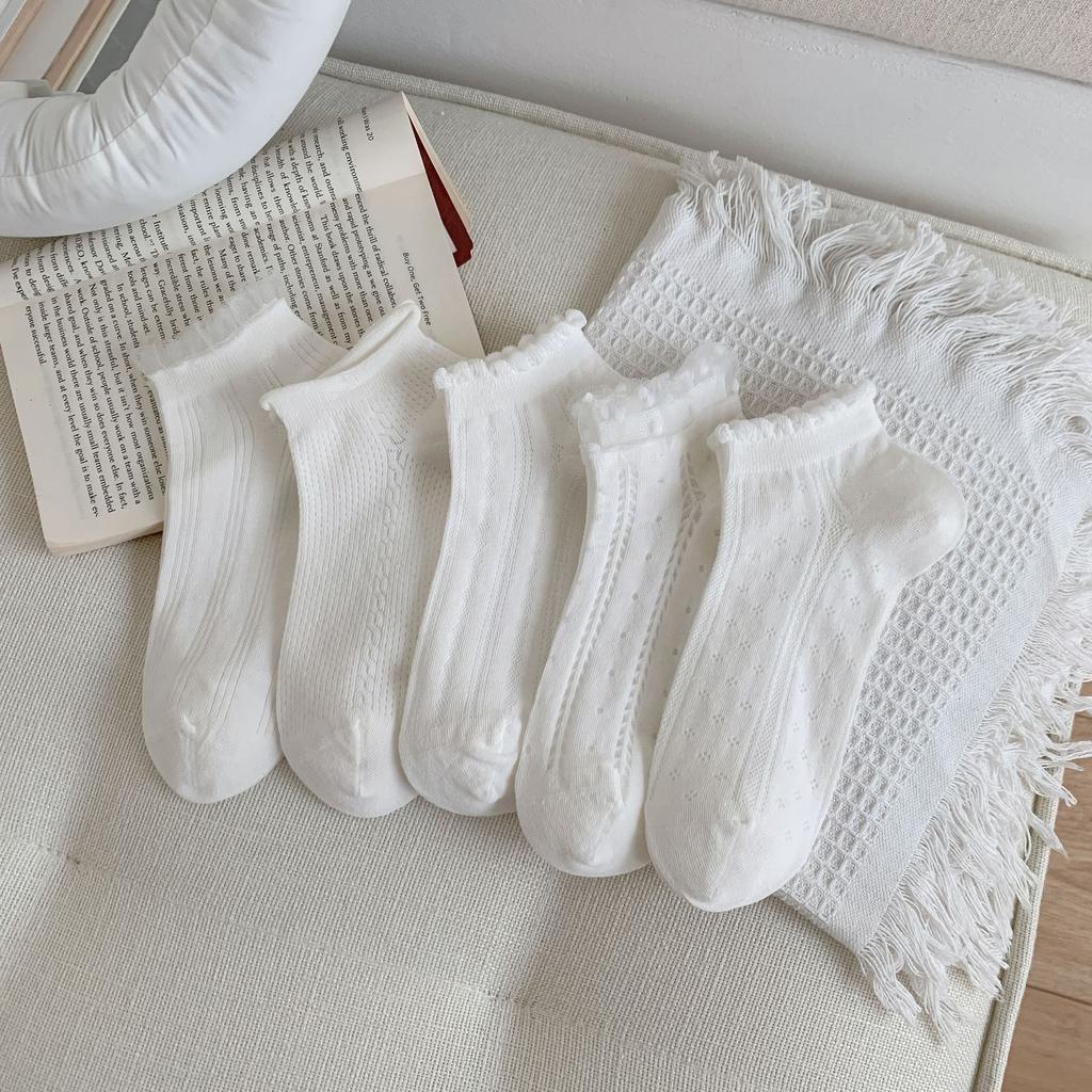 Small White Socks, Thin Socks, Hollow Mesh Socks, Breathable And Sweat-Absorbing Cotton Socks, Summer Versatile Boat Socks