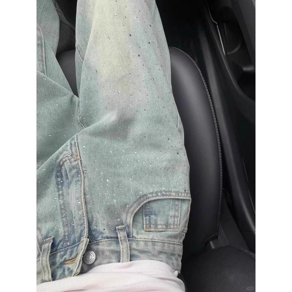 Retro Rhinestone Hotfix High Waist Wide Leg Jeans for Women - Spring/Summer 2026 Collection