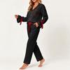 Women's Long Sleeve Top with Chest Pocket and Pants Casual Pajama Set