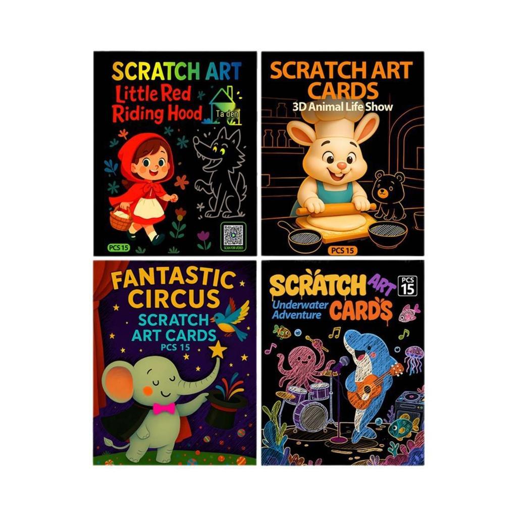 3D Animal & Underwater Adventure Scratch Art Book for Kids