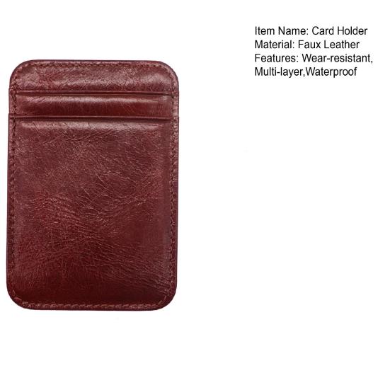 Card Holder Slim Small Wallet Faux Leather Solid Color Driver's License Credit Card Case Business Use