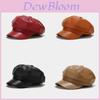 Koreanischer Stil PU-Leder Baskenmütze für Damen Winter Freizeit Sonnenschutz Modeaccessoire