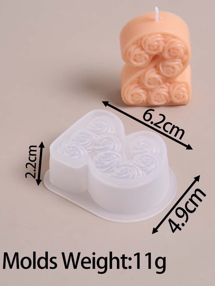 DIY Rosen-Zahlen-Geburtstagskerzen-Ornament Silikonform Handgemachte Duftkerzen Herstellungszubehör Gips-Handwerk Gussformen Geschenke