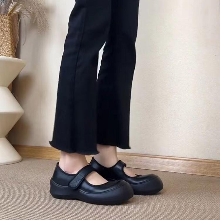 Spot Version~ Thick-soled Round Head Velcro Shallow Mouth Single Shoes Women's 2025 Summer New Versatile Casual Mary Jane Shoes