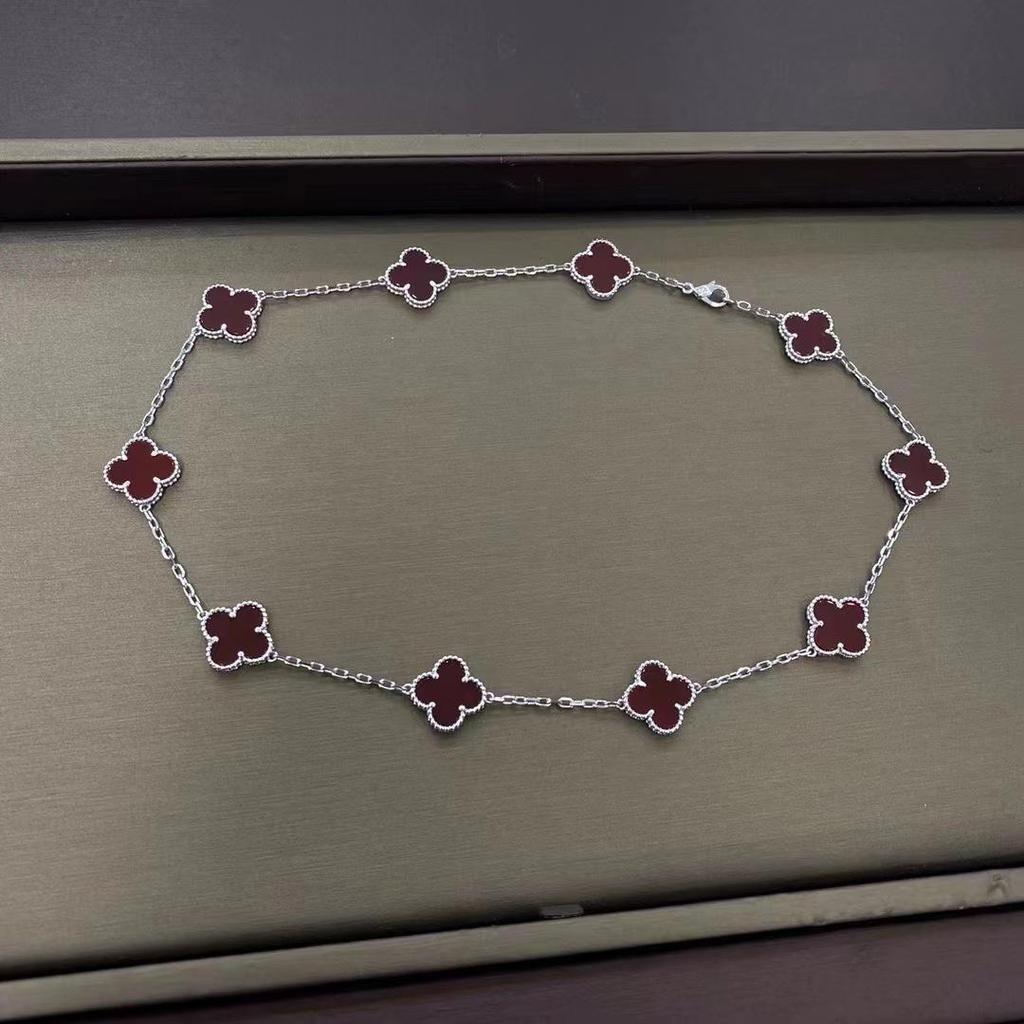 10-Blumen-Halskette für Damen Kleeblatt-Halskette Leichter Luxus Mode Vielseitig und Elegant Perfektes Geschenk für Freundin Choker-Halskette