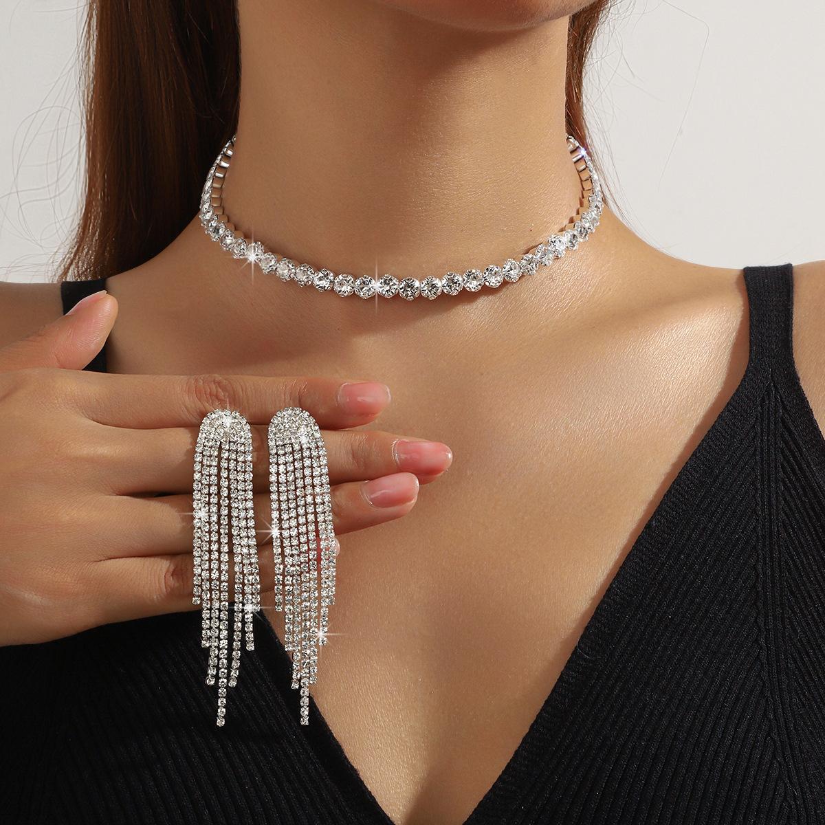 

Премиальное супер блестящее стразовое однорядное двухрядное колье-чокер для женщин, модное роскошное колье-цепочка на ключицу