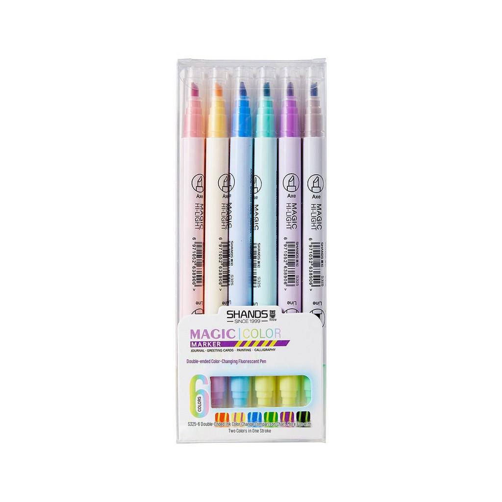 12-Color Double-Ended Magic Color-Changing Fluorescent Pens for Students - Ideal for Note-Taking, Drawing, and Doodling.