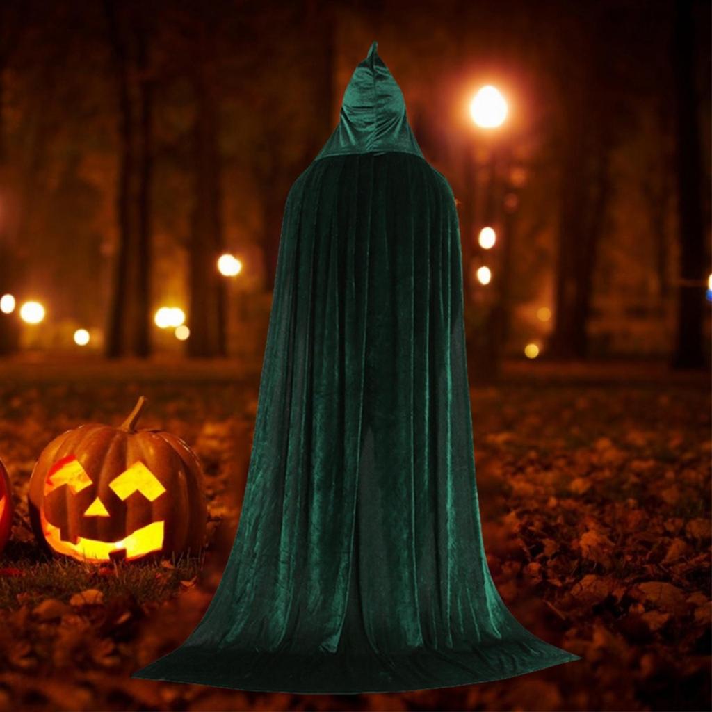 Deluxe Halloween Velvet Hooded Cape Cloak Robe - Premium Quality Costume Accessory for Parties and