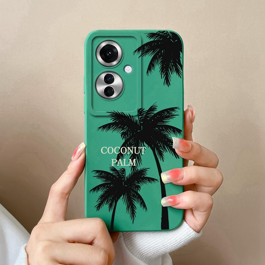 Sacs pour téléphone pour Oppo F25 Pro F23 Realme C20 C25 C30 C31 C33 C35 Narzo N53 N63 Motif Arbre de Coco de Plage Étui de Protection en Silicone Liquide pour Coque Oppo