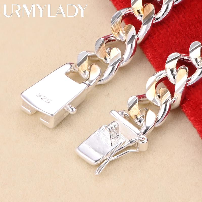925 Sterling Silver 10mm Side Chain Bracelet For Men Women Exquisite Jewelry