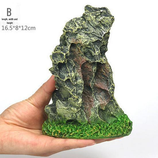 Aquarium Resin Rockery: Small Stone Decor with Aquatic Plant Simulation & Pine Bark