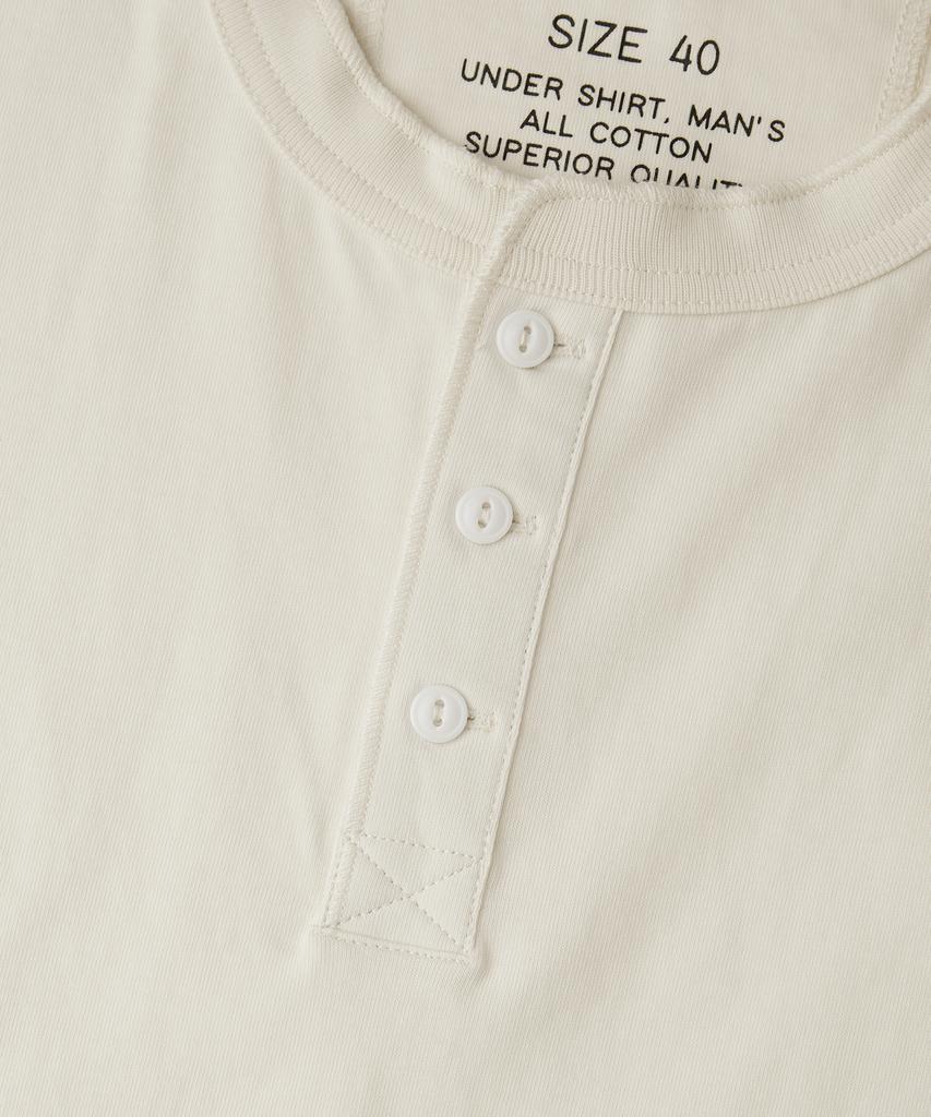 OUTSTANDING Henley Neck Half Sleeve Tee_Off White