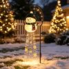 Solar Powered Garden Lights Christmas Light, Outdoor Metal Stake Warm White Hanging String Star Snowflake Waterfall Lamp, Holiday Yard Porch