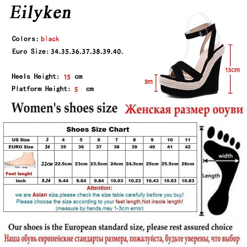 Fashion Eilyken Fashion Peep Toe Narrow Band Women Sandals Summer Ankle Buckle Strap Platform Wedges High Heels 15CM Sandals