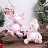 Adorable Pink Snowman And Reindeer Plush Figurines For Christmas Holiday Decor