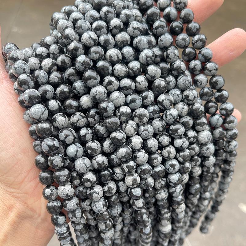 Jingde Jewelry Snowflake Obsidian Round Loose Beads for DIY Accessories & Bracelets