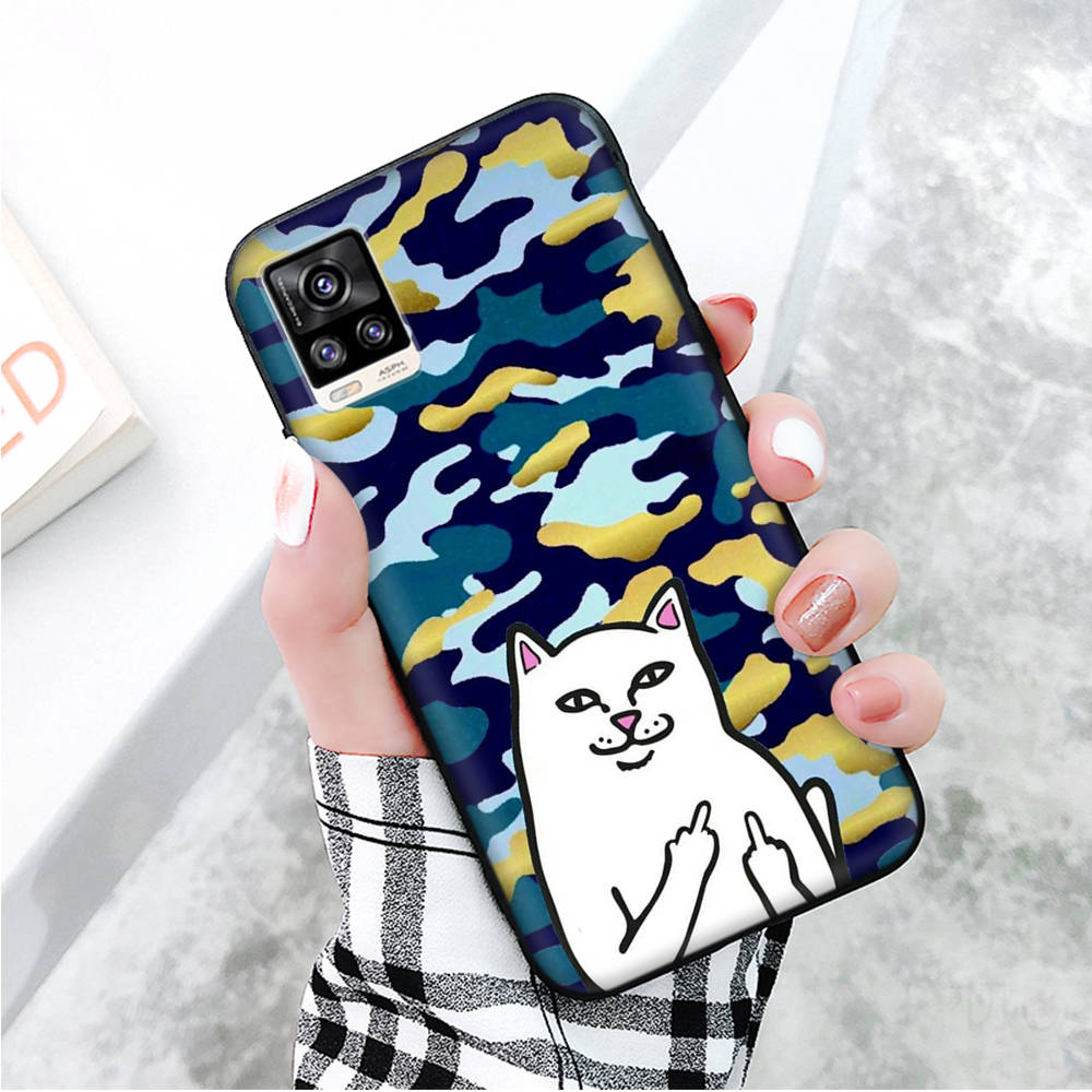 Black Case for Xiaomi Redmi 13C Note 9 iPhone XR 7 8 14 15 11 12 13 X XS Pro Max Samsung A25 S23 S24 FE Ultra Plus Middle Finger Cat