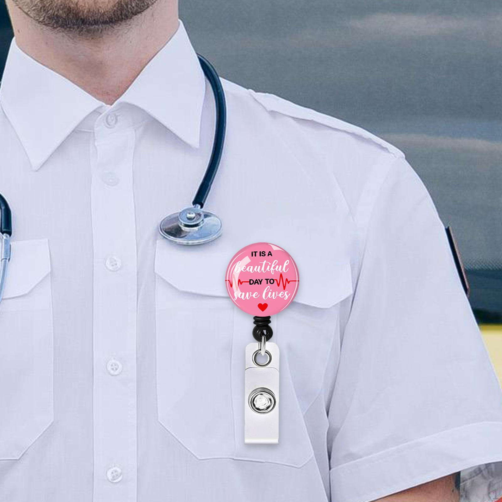 

Висувний тримач для ідентифікаційного бейджа, вішалка для візиток, нейлоновий шнур із затискачем для годування рожевий