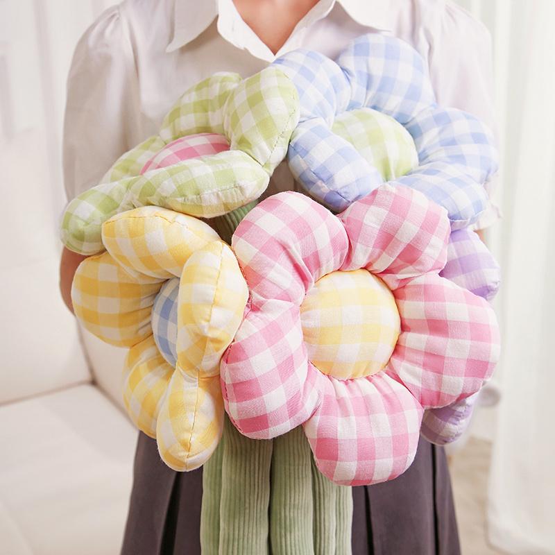 90cm Grid Flower Curtain Buckle Strap Stuffed Plush Curtain Hook Spring Flowers Plush Filled Rope Home Bedroom Decor
