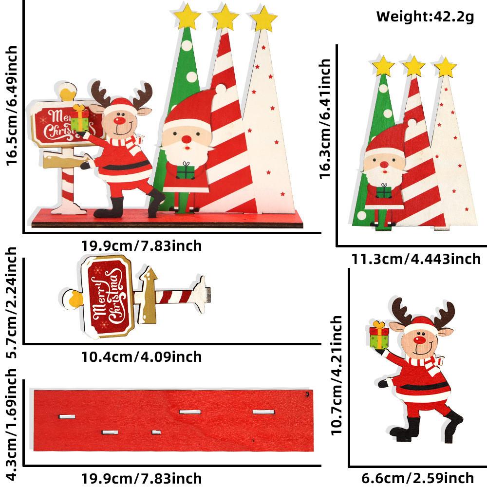 Charming Wooden Christmas Decorations Featuring Snowman Cottage And Santa Tree Design