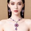 Women's Exquisite Zirconia Butterfly Flower Earrings Set - Lightweight Luxury Design