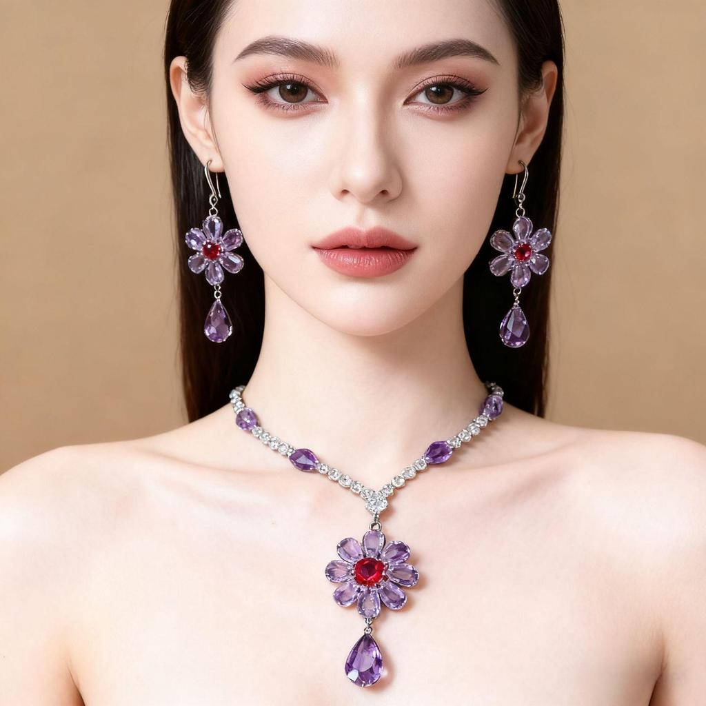Women's Exquisite Zirconia Butterfly Flower Earrings Set - Lightweight Luxury Design
