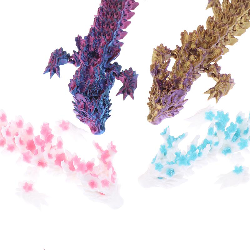 1 Piece Desktop Ornament 3D Printed Cherry Blossom Dragon Glow In The Dark Rotatable Articulated Dragons Figures Action Toy