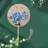 Silk Embroidered Round Fan Wooden Handle Vintage Group Fan Portable Dance Fan  Performance Props