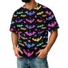 Herren Freizeit-Corduroy-Kurzarmhemd Leicht Atmungsaktiv Rundhalsausschnitt Oberteil Halloween-Muster Design Bequeme Passform