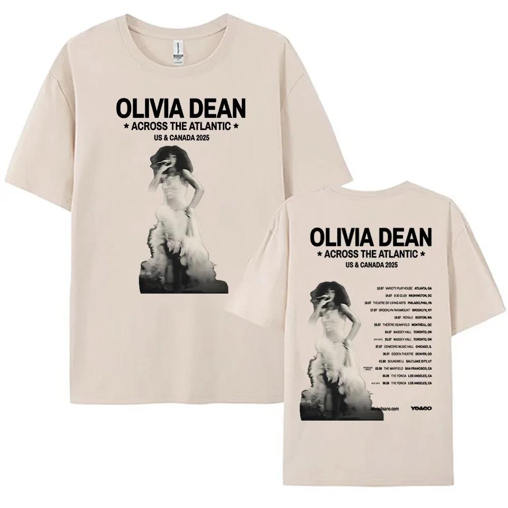 Across The Atlantic US & Canada Tour 2025 T-shirt Olivia Dean Graphic Printing Tshirts  Plus Size Streetwear Cotton Top Hip Hop