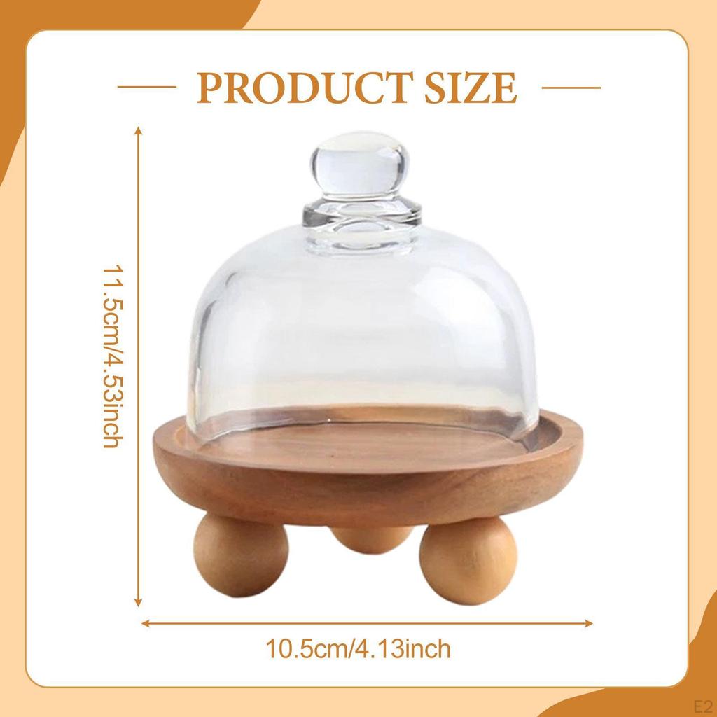 Cake Stand with Cover, Wooden Kitchen Tray, Serving Platter, Dessert Cheese