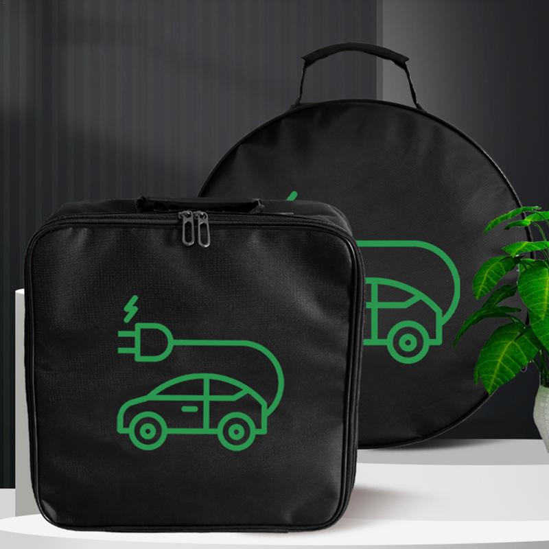 420D/820D Oxford Cloth EV Car Charging Cable Storage Carry Bag For Electric Vehicle Charging Cable Bag Shockproof Round/Square