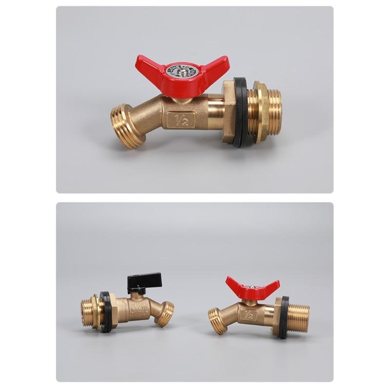 Sturdy Brass Rainwater Tap Connectors for Home Renovations Pipe Fittings Water Accessories with Random Gasket Color