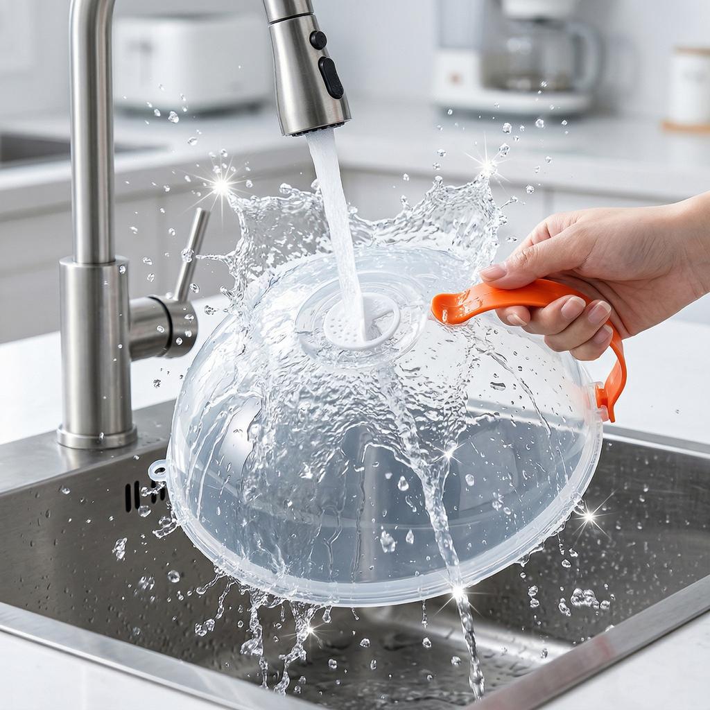 Microwave food splash proof cover household oven heating cover plate utensils accessories transparent cover handle cooking