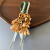 Handmade Floral Gold Embellied Top Layer Genuine Leather Bag Charm Real Leather Accory For Bags Pendants