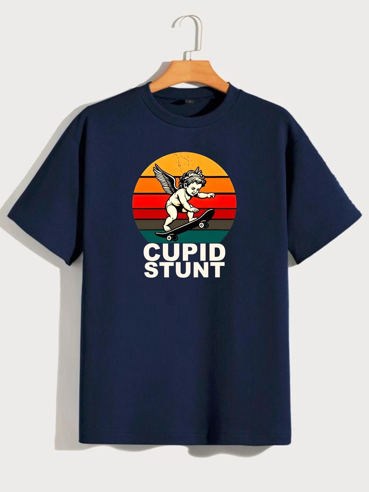 Cupid Stunt T-Shirt, Funny Retro Skateboard Angel Graphic Sarcastic Humor Tee 2XL