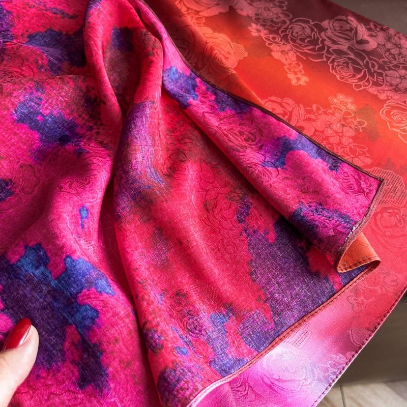 Women S Double Sided Printed Watercolor Long Scarf Thin Elegant Shawl