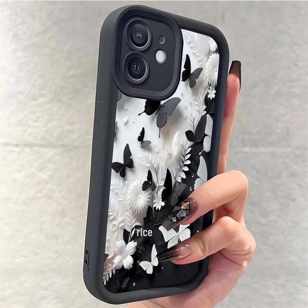Black & White Butterfly Groove iPhone Case for 15/16/17 Pro Max - New Style Staircase Protection