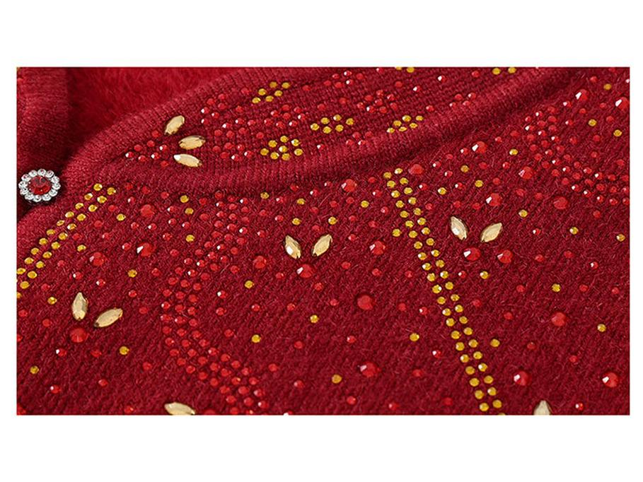 2025 Eleganter Roter Winterpullover für Mama