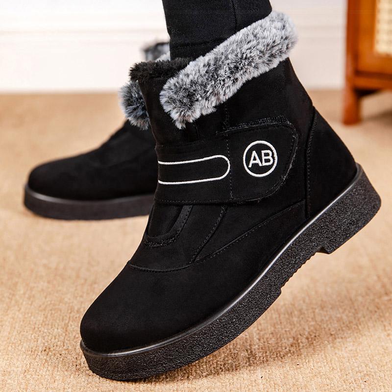Women Boots Fashion Designer Ankle Boots Winter Shoes for Women Warm Fur Botas Mujer Low Heels Winter Shoes for Woman Snow Boots