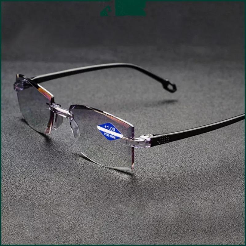 2-piece Frameless Bifocal Reading Glasses PC Lens and Frame Bifocal+1.0 To+4.0- Stylish and Comfortable Rectangular