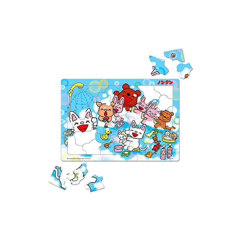 Tenyo Child Puzzle Nontan Loves Bath Time 40 Pieces Children's Puzzle MC-040-618 Antibacterial Coating Includes Storage Cover Ages 3 and Up