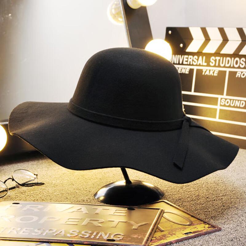 Женская черная ретро фетровая шляпа-федора с круглой тульей JIAOXIU (2-Pack)