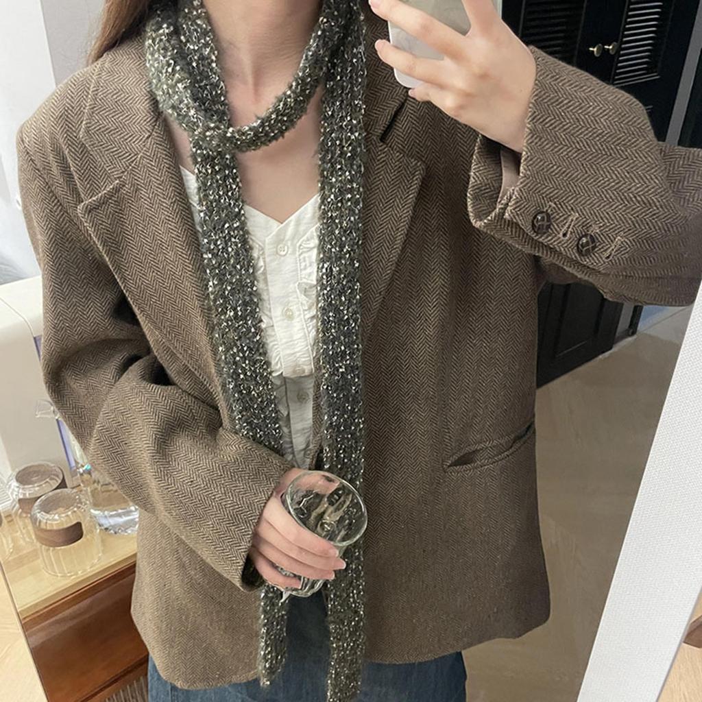Knit Scarf for Women Long Skinny Belt Necktie Neck Scarf Girls Photo Props Long Neckerchief Skinny Scarf Necktie