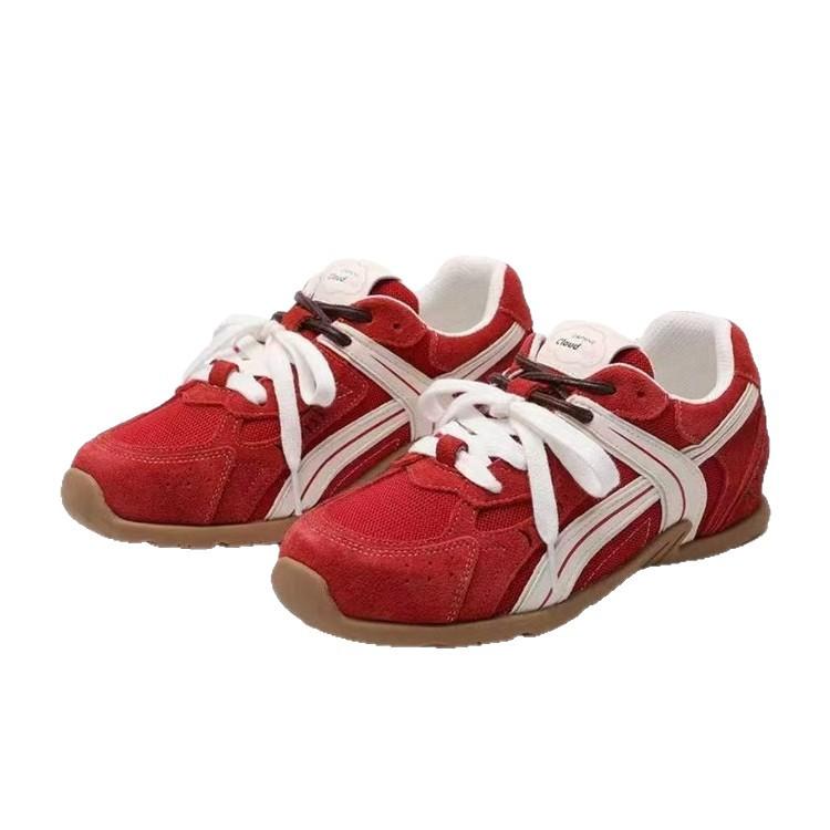 Soft-soled red German training shoes women's autumn 2025 new flat-soled Forrest Gump casual shoes versatile sports shoes women's tide
